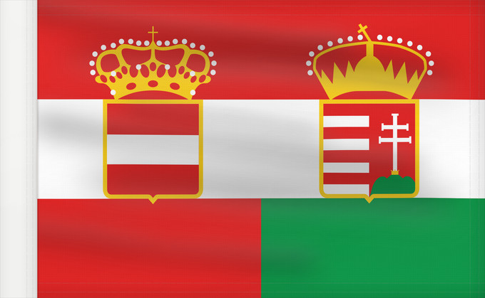 Drapeau, avec guindant renforcé : Austria-Hungary  1869-1918	Civil/War Ensign of Austria-Hungary 1869—1918	Handelsflagge/Kriegsflagge Österreich-Ungarn	Mercantile	Marynarki handlowej	Az Osztrák–Magyar Monarchia kereskedelmi lobogója 1869 és 1918 között	Ավստրո-Հունգարիայի 1869–1918թթ	Прапо
