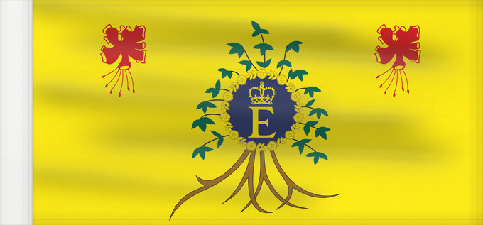Drapeau, avec guindant renforcé : Royal Standard of Barbados Queen Elizabeth II s personal flag for use in Barbados