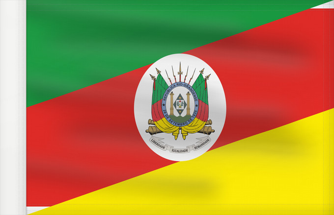 Bandera, con lado del asta reforzado: Rio Grande do Sul	State of Rio Grande do Sul, Brazil	Río Grande del Sur	Estado do Rio Grande do Sul, Brasil
