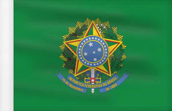 Bandera, con lado del asta reforzado: President of Brazil	Presidential Standard of Brazil	Étendard Présidentiel du Brésil	Estandarte Presidencial de Brasil	Präsidialstandarte von Brasilien	Stendardo Presidenziale del Brasile	Presidential Flag of Brazil