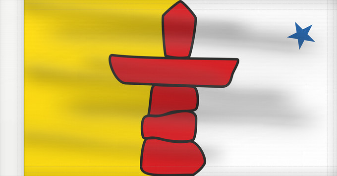 Bandera, con lado del asta reforzado: Nunavut	Banniel tiriad Nunavut, Kanada	ᓄᓇᕘᑉ ᓴᐃᒻᒪᑎ