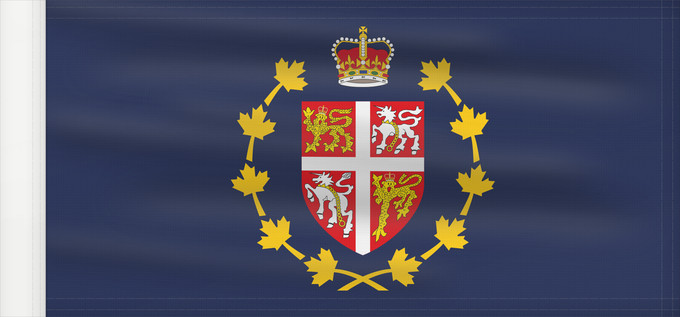 Drapeau, avec guindant renforcé : Lieutenant-Governor of Newfoundland and Labrador	Lieutenant-gouverneur de Terre-Neuve-et-Labrador	Teniente Gobernador de Terranova y Labrador	Lieutenant-Gouverneur von Neufundland und Labrador	Luogotenente Governatore di Terranova e Labrador