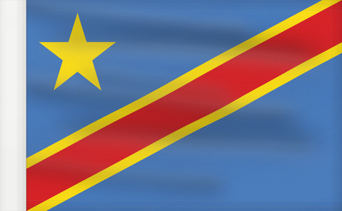 Bandera, con lado del asta reforzado: Democratic Republic of the Congo	The national flag of the Democratic Republic of the Congo	La République démocratique du Congo	Rep. Dem. del Congo	Demokratischen Republik Kongo	Repubblica Democratica del Congo	Democratische Republiek Congo	علم جمهورية الك