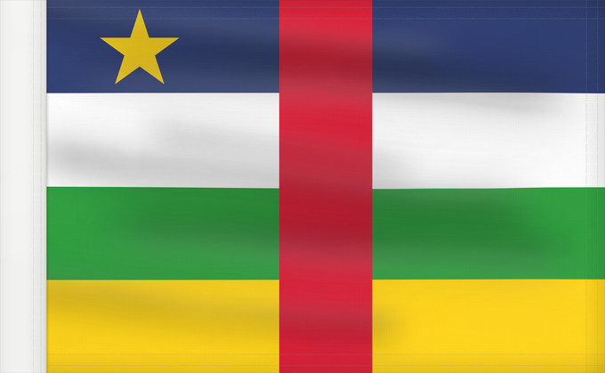 Flag, with reinforced hoist: Central African Republic The proportions of this flag are 3 2; however République centrafricaine República Centroafricana Zentralafrikanischen Republik Repubblica Centrafricana Centraal-Afrikaanse Republiek علم جمهورية أفريقيا الوسطى Af den Central Afrika