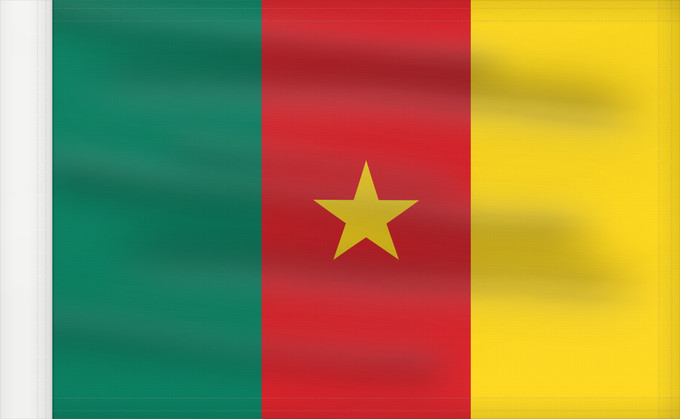 Drapeau, avec guindant renforcé : Cameroon	Cameroun	Camerún	Kamerun	Camerun	ক্যামেরুনের পতাকা।	Kamerunu	Kameruno	پرچم کامرون	Fändel vum Kamerun	Знаме на Камерун	Camerunului	Kameruna	Kameruns
