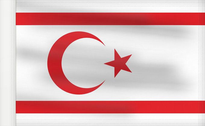 Bandera, con lado del asta reforzado: Turkish Republic of Northern Cyprus	Chypre du Nord	República Turca del Norte de Chipre	Türkischen Republik Nordzypern	Repubblica Turca di Cipro Nord	Turkse Republiek Noord-Cyprus	República Turca de Chipre do Norte	Cypru Północnego	علم قبرص الشمالية	Национ