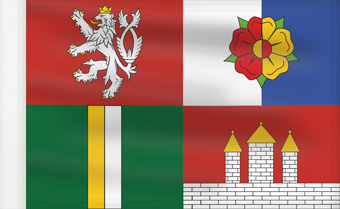 Bandera, con lado del asta reforzado: South Bohemian Region	Région de Bohême du Sud	Südböhmische Region