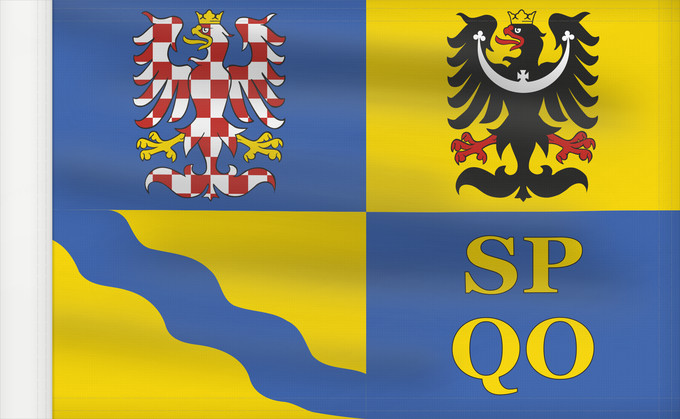 Bandera, con lado del asta reforzado: Olomouc Region Région d'Olomouc Región de Olomouc Region Olomouc Olomouckého kraje