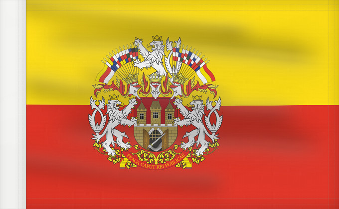 Bandera, con lado del asta reforzado: Prague flag with CoA Prague flag with coats of arms Prague Praga Prahy se znakem Prahy