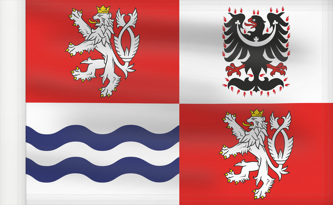 Bandera, con lado del asta reforzado: Central Bohemian Region	Région de Bohême centrale	Región de Bohemia Central	Mittelböhmische Region