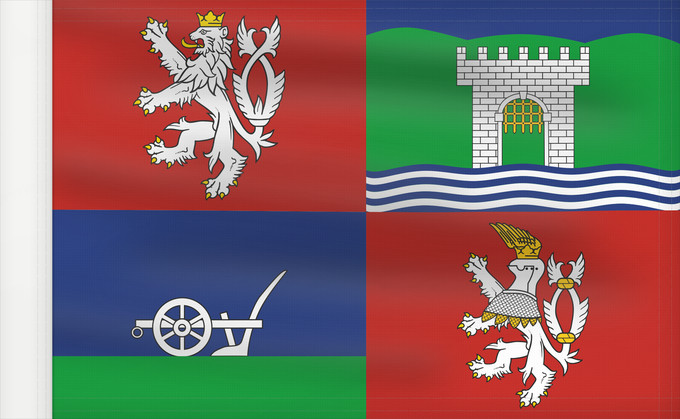 Bandera, con lado del asta reforzado: Usti nad Labem Region	Ústí nad Labem Region	Region de Ústí nad Labem	Región de Ústí nad Labem	Ústí nad Labem