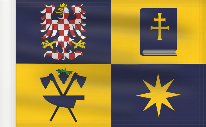 Bandera, con lado del asta reforzado: Zlin Region Zlín Region Région de Zlín Región de Zlín Region Zlín