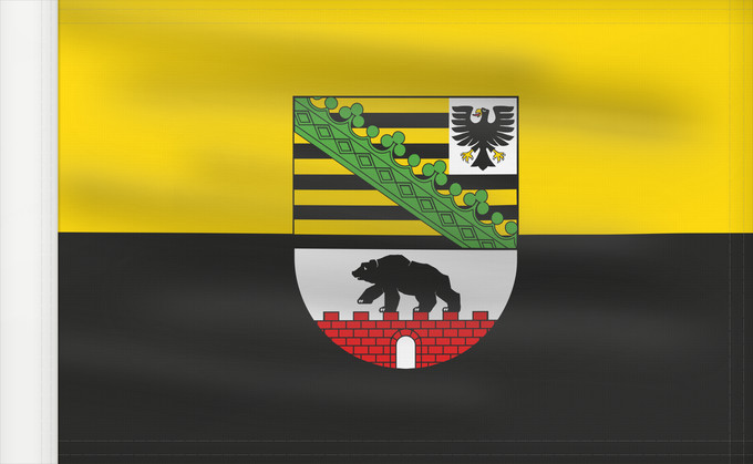 Bandera, con lado del asta reforzado: Saxony-Anhalt	Saxony-Anhalt 	Saxe-Anhalt	Sajonia-Anhalt	Sachsen-Anhalt	Sassonia-Anhalt