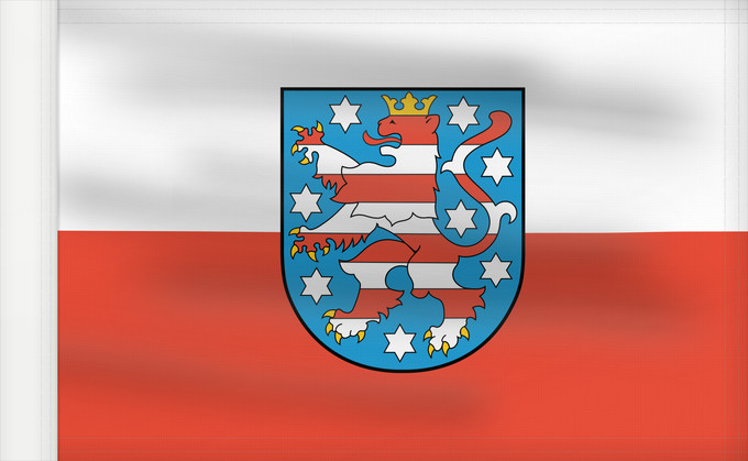 Bandera, con lado del asta reforzado: Thuringia	Thuringe	Turingia	Thüringen