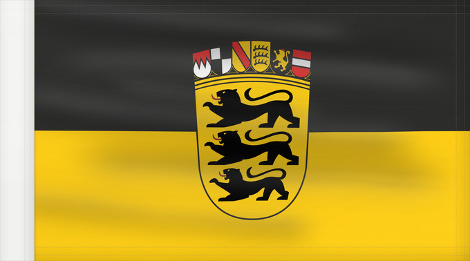 Flag, with reinforced hoist: Baden-Württemberg state, greater arms Baden-Württemberg (state, greater arms) Bade-Wurtemberg (État, grand blason) Baden-Wurtemberg (estado, escudo grande) Baden-Württemberg (Land, großes Wappen) Baden-Württemberg (stato, stemma grande)