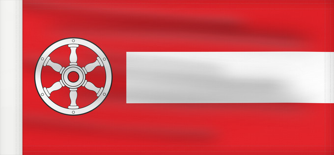 Flag, with reinforced hoist: Kreisfreien Stadt Erfurt laut Hauptsatzung	German city of Erfurt  The flag shows three horizontal stripes of equal width in the colours red over white over red and a red vertical stripe on the leech	Ville allemande d’Erfurt	Erfurt	Kreisfreien Stadt Erfurt