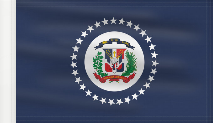Bandera, con lado del asta reforzado: Naval Jack of the Dominican Republic