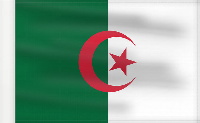 Bandera, con lado del asta reforzado: Algeria	L Algérie	Argelia	Algerien	Dell Algeria	Algerije	Argélia	Algierii	Vo Algérie	علم الجزائر	Σημαία της Αλγερίας	Alĝerio	Algerian	דגל אלג יריה	Algéria	Aljazair	アルジェリアの国旗	Asenǧaq n Dzayer	알제리의 국기	Drapèu d Argeria	Флаг Алжира	Alžirije	Algeriets	ⴰⵏⴰⵢ ⴰⴷⵣ