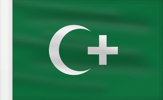 Flag, with reinforced hoist: Revolution flag of Egypt 1919	The revolution flag of Egypt from 1919. It bears a crescent and cross to demonstrate that both Muslims and Christians supported the Egyptian nationalist movement against British occupation