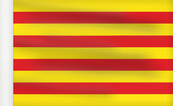 Flag, with reinforced hoist: Catalonia	The senyera	La seniera	La señera	Die senyera	Dell  Aragón  traslitterata in spagnolo come señera	La senyera	La Senjera