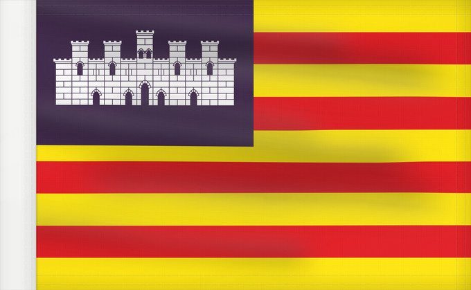 Drapeau, avec guindant renforcé : Balearic Islands	Balearic Islands, Spain	Îles Baléares, Espagne	Islas Baleares, España	Balearic Islands	Isole Baleari	Balearów, Hiszpania