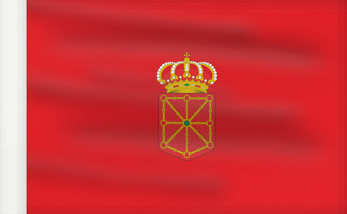 Bandera, con lado del asta reforzado: Navarra	Navarre  Spain  Article 7.2. of the LORAFNA stipulates  The flag of Navarre is red	Communauté Forale de Navarre	Comunidad Foral de Navarra	Navarre	Nafarroako Foru Komunitatea bandera Nafarroako armarria
