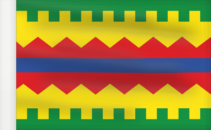 Bandera, con lado del asta reforzado: Aguarón	Aguarón, in Zaragoza province, Aragon	Aguarón, en la provincia de Zaragoza, Aragón