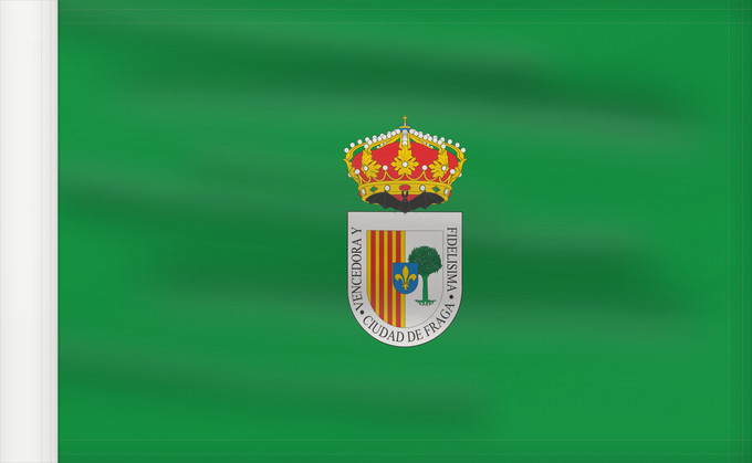 Bandera, con lado del asta reforzado: Fraga	Fraga, en Huesca  España