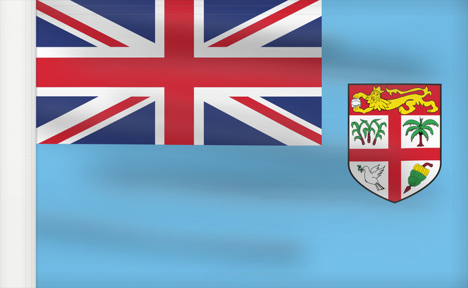 Bandera, con lado del asta reforzado: Fiji	Fidji	Fiyi	Fidschi