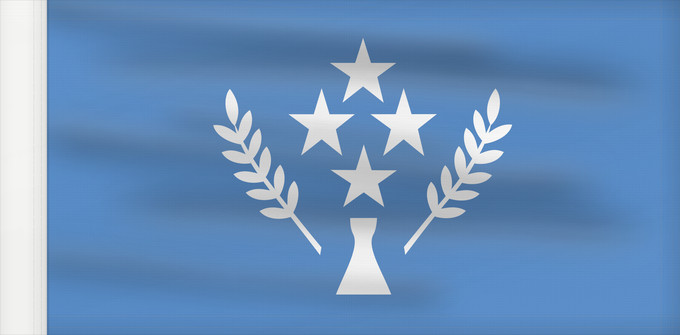 Drapeau, avec guindant renforcé : Kosrae	State of Kosrae - Ratio 37 70 Description of the flag  Kosrae state flag has a number of images	L  etat de Kosrae	Staates Kosrae im Verhältnis 37 70 Beschreibung der Flagge  Hellblau steht für den Pazifik