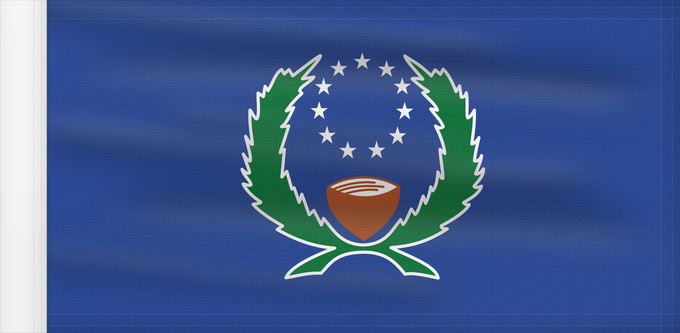 Bandera, con lado del asta reforzado: Pohnpei	State of Pohnpei	L État de Pohnpei	Pohnpei 	Staates Pohnpei im Verhältnis 10 19 Beschreibung der Flagge  Das blaue Tuch steht für den Pazifik