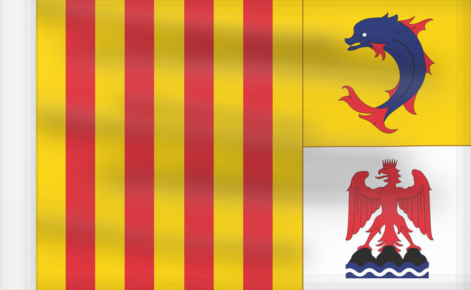 Bandera, con lado del asta reforzado: Provence-Alpes-Côte d Azur Alpes-Côte d'Azur Région Provence-Alpes-Côte d Azur Provenza-Alpes-Costa Azul Provence-Alpes-Côte d’Azur Provenza-Alpi-Costa Azzurra Banniel rannvro Provence-Alpes-Côte d Azur pe Provañs-Alpoù-Aod an Azur
