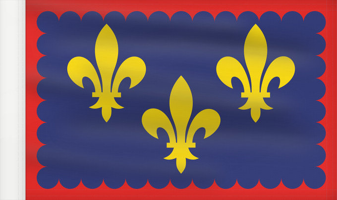 Bandera, con lado del asta reforzado: Berry Region Berry in France Région Berry en France Banniel proviñs kozh Berry, e Bro-C hall
