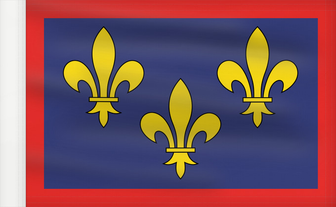 Bandera, con lado del asta reforzado: Anjou Anjou in France Région Anjou en France D Anjou Angiò Banniel Anjev, e Frañs