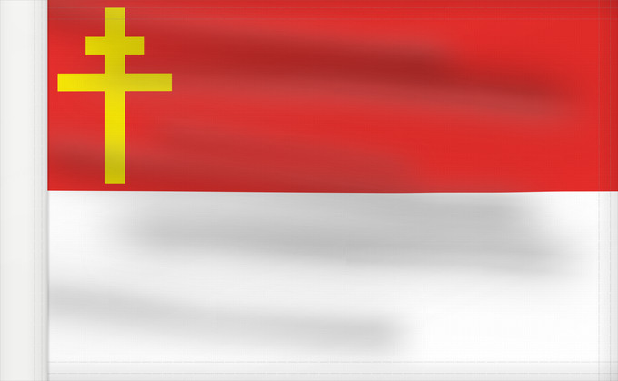 Flag, with reinforced hoist: Republic of Alsace-Lorraine Alsace-Lorraine République d'Alsace-Lorraine (1918) República de Alsacia-Lorena (1918) Geplante und am 25. Juni 1912 parlamentarisch beschlossene allerdings nicht offiziell eingeführte Flagge des Reichslandes Elsaß-Lothringen