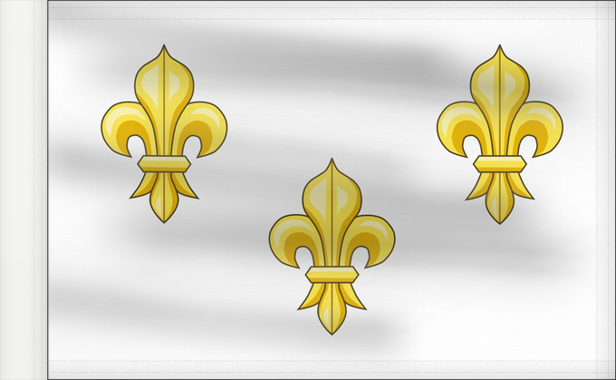 Flag, with reinforced hoist: Royalist France The White Royal Banner of France or Bourbon Flag was used in New France Drapeau Bourbon (France Royaliste) Bandera Borbónica (Francia Realista) Bourbonenflagge (Royalistisches Frankreich) Bandiera Borbonica (Francia Realista)