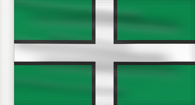 Bandera, con lado del asta reforzado: Devon Hrabstwa Devon Banniel Sant Petroc