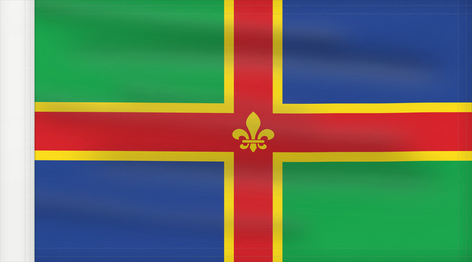 Bandera, con lado del asta reforzado: Lincolnshire	Lincolnshire county