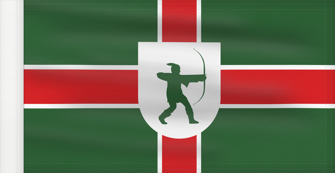 Flag, with reinforced hoist: County Flag of Nottinghamshire Nottinghamshire Snotingahāmscīre fana