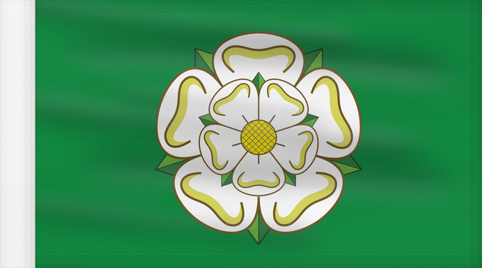 Flag, with reinforced hoist: Unofficial county flag of North Yorkshire Unofficial County Flag of North Yorkshire - the White Rose of York on a green ground Yorkshire du nord Yorkshire del norte North Yorkshire Yorkshire del nord