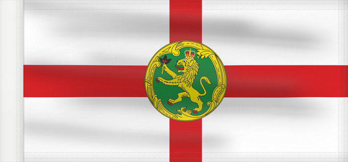 Flag, with reinforced hoist: Alderney Aurigny Couleu de Aurni