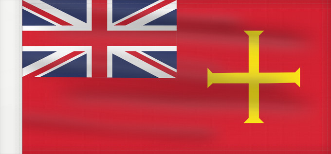 Bandera, con lado del asta reforzado: Civil Ensign of Guernsey	Guernsey - Civil Ensign	Guernesey - Pavillon civil	Guernsey - Bandera civil	Guernsey - Zivilschiffsflagge	Guernsey - Insegna civile