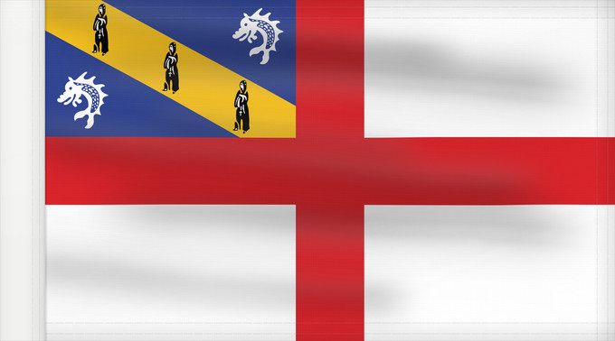 Bandera, con lado del asta reforzado: Herm	Couleu dé Herm