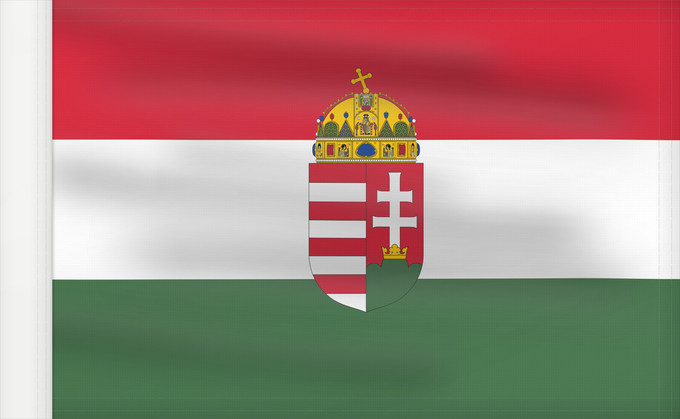 Bandera, con lado del asta reforzado: Hungary	Hongrie	Hungría	Ungarn	Dell Ungheria	Hongarije	Hungria	Banniel Hungaria	Ungarns	Hungario	Ungari lipp	Unkarin	HUngáire	Magyarország	Hungaria	Hungariae	Tal-Ungerija	Styago Ungariya	Ungariei	Madžarske	Ungerns	Stän Macaräna