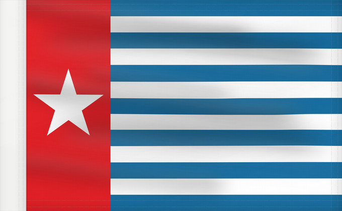 Flag, with reinforced hoist: Morning Star Unofficial Morning Star flag Morgenster, Vlag van Westelijk Nieuw-Guinea Indonesia, Bendera Papua Barat Флаг утренней звезды