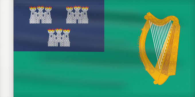 Bandera, con lado del asta reforzado: IRL Dublin	Dublin City, Ireland