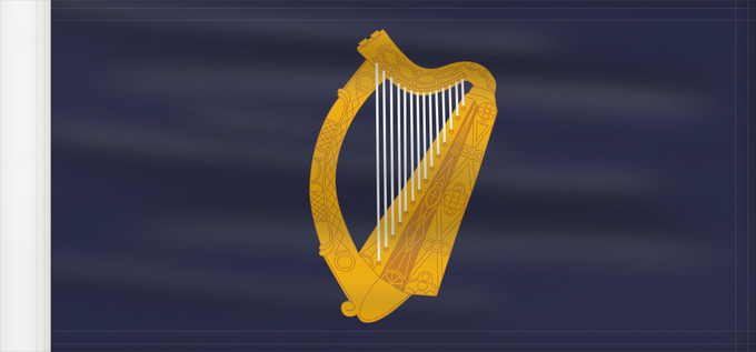 Bandera, con lado del asta reforzado: President of Ireland	Presidential Flag of Ireland with alternate official state harp design	Étendard présidentiel d'Irlande (motif de harpe alternatif)	Estandarte Presidencial de Irlanda (diseño alternativo de arpa)	Präsidentenstandarte von Irland (abweic