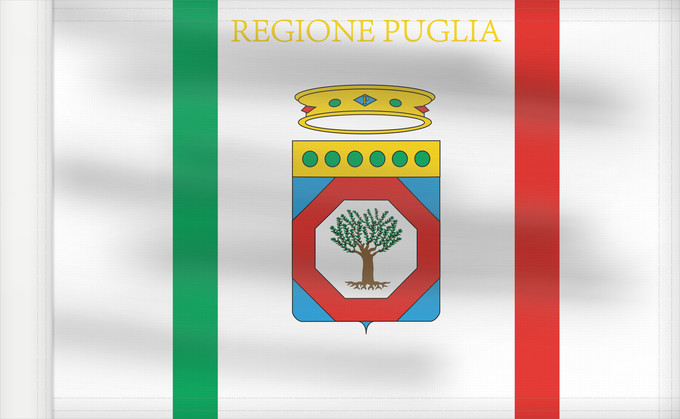 Drapeau, avec guindant renforcé : Apulia Apulia or Puglia région des Pouilles Apulia o Pulla Apulien Puglia