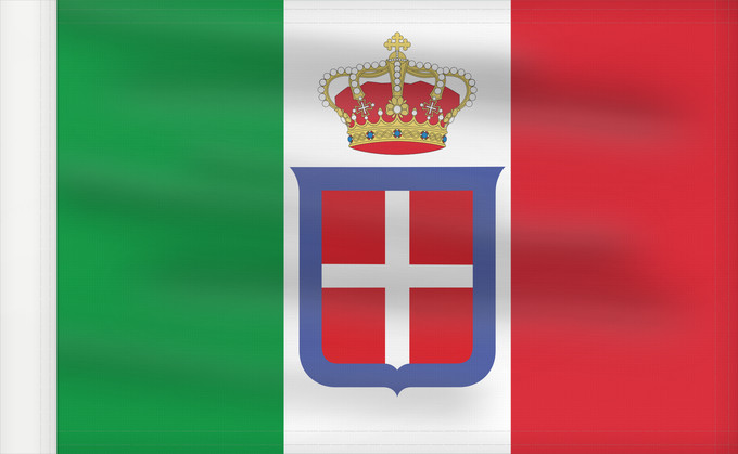 Flag, with reinforced hoist: Italy  1861-1946  crowned	It is easy to put a border around this flag image	Italie (1861-1946) (couronnée)	Italia (1861-1946) (coronada)	Italien (1861-1946) (bekrönt)	Italia (1861-1946) (incoronata)