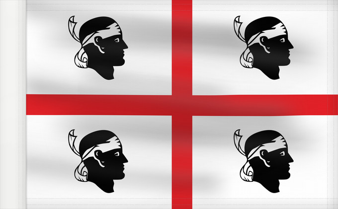 Drapeau, avec guindant renforcé : Sardinia	Italian autonomous region Sardinia	Sardaigne	Cerdeña	Sardinien	Regione autonoma italiana Sardegna	Sa regione autònoma de sa Sardinna